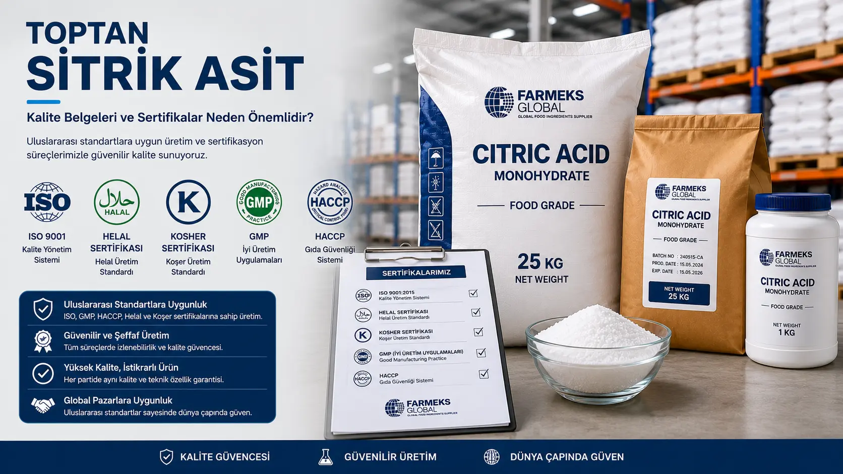 İşletmeler için sitrik asit E330 ürün ve belge değerlendirmesi