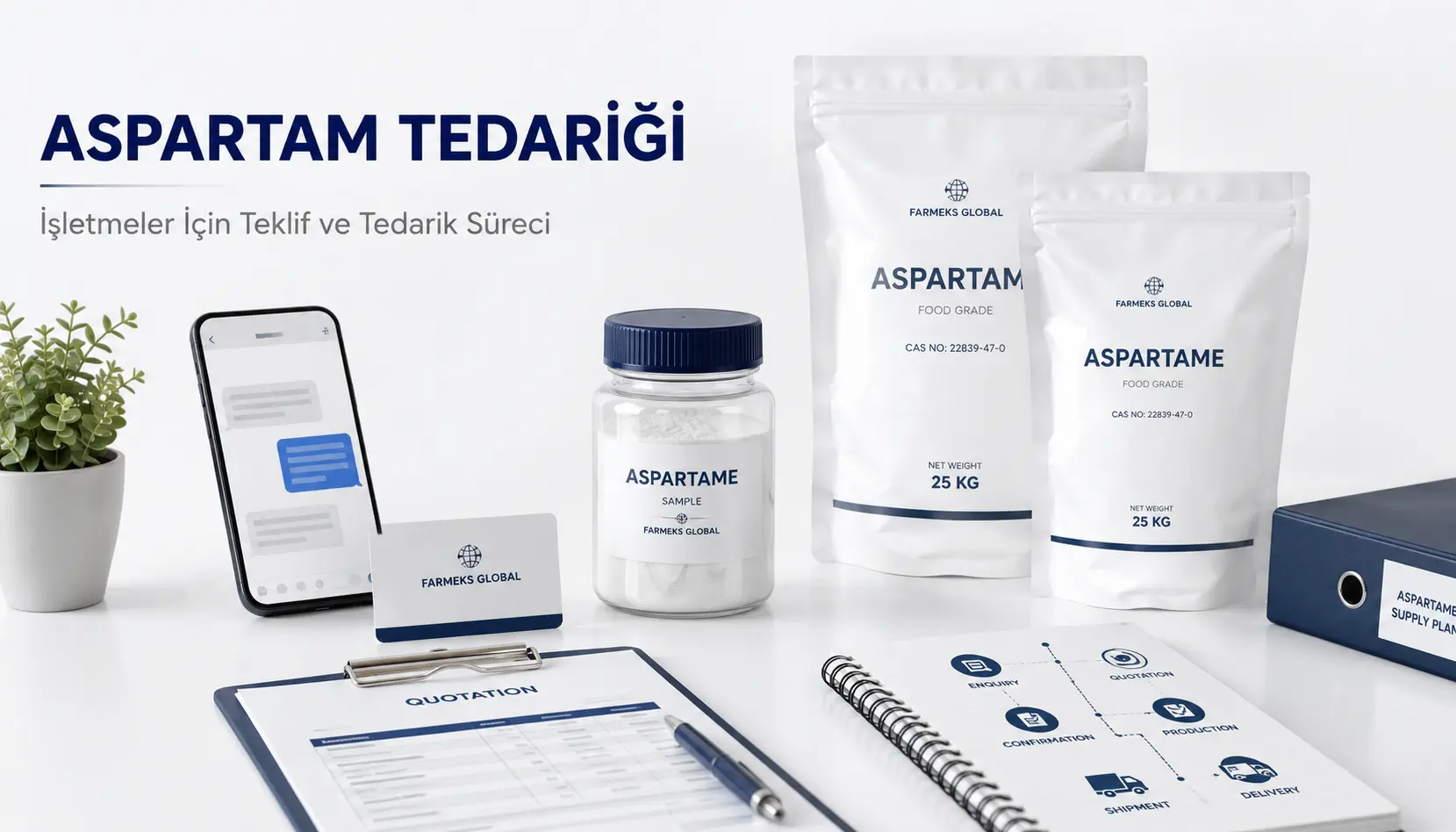Aspartam tedariği için işletmelere yönelik teklif iletişim ve B2B tedarik süreci